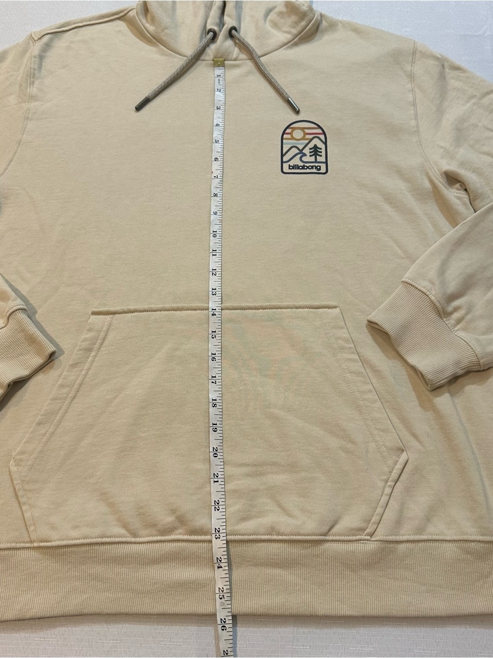 Billabong Fleece Hoodie XL Beige Surf Graphic Pullover